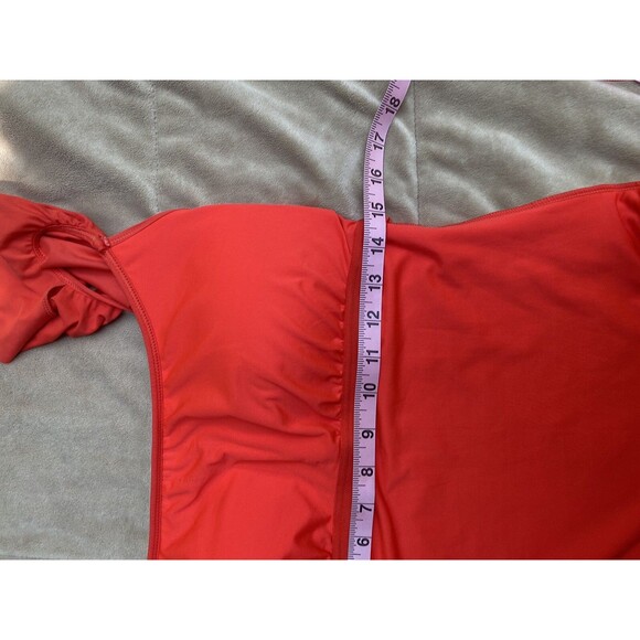 Vince Camuto Women's Size 12 Orange Red One Piece Ruffle Sleeve Swimsuit - Picture 4 of 12